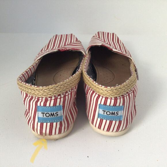 Toms Americana Red Stripe Classics Flats Sz 7W - Picture 4 of 8
